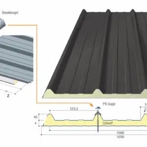 Geïsoleerde dakplaat 60 mm isolatie - 45-333-1000